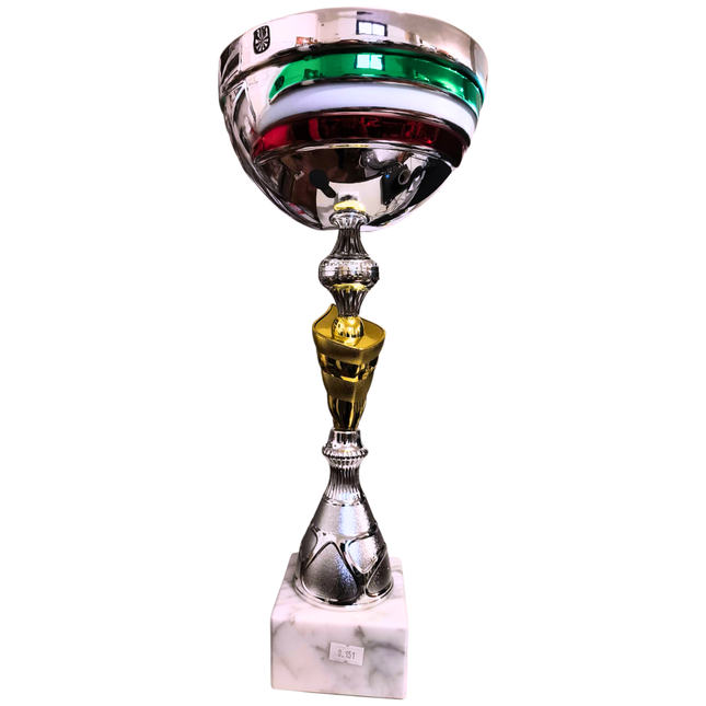 Coppa con tazza in metallo tricolore da 31 cm