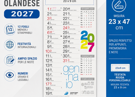 Calendario olandese personalizzato 2027 Shaded Moderno