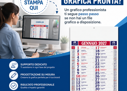 Calendario olandese personalizzato 2027 Quadrettato