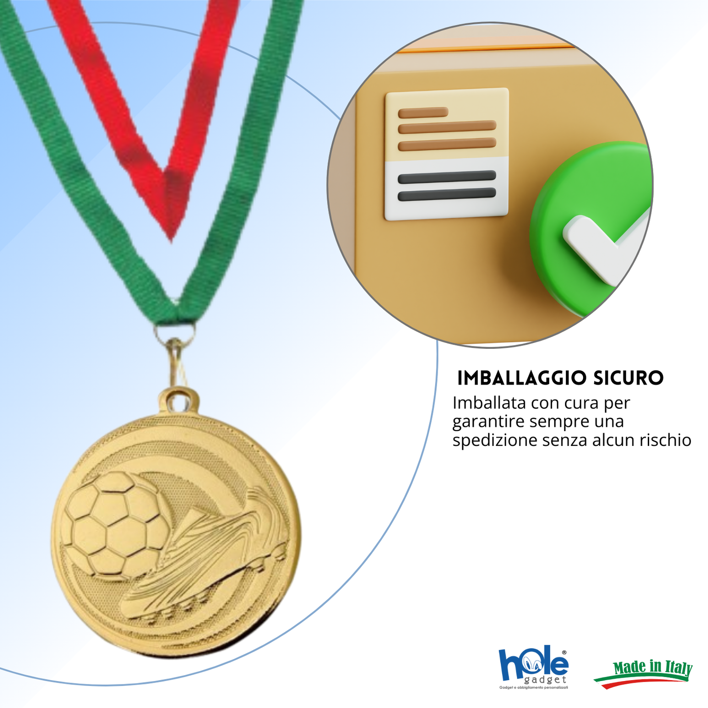 Medaglie calcio personalizzate 45 mm oro | 23.05.45.51G