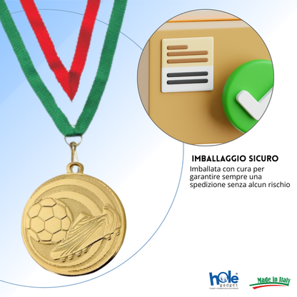 Medaglie calcio personalizzate 45 mm oro | 23.05.45.51G