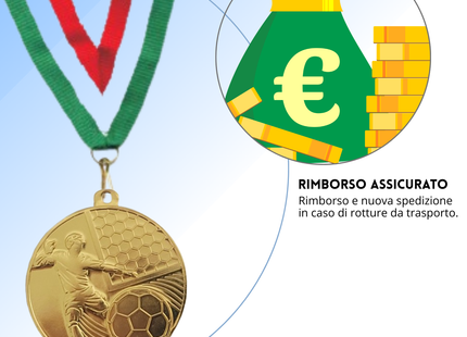 Medaglie calcio personalizzate 50 mm oro | 23.07.50.20G