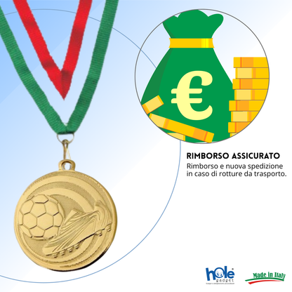 Medaglie calcio personalizzate 45 mm oro | 23.05.45.51G