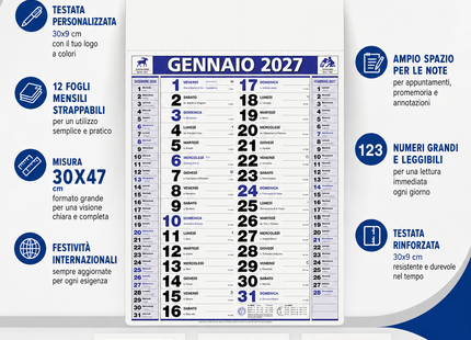 Calendario olandese personalizzato 2027 Elegant