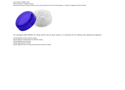 Contenitore con mentine personalizzato | Cod. AP896011