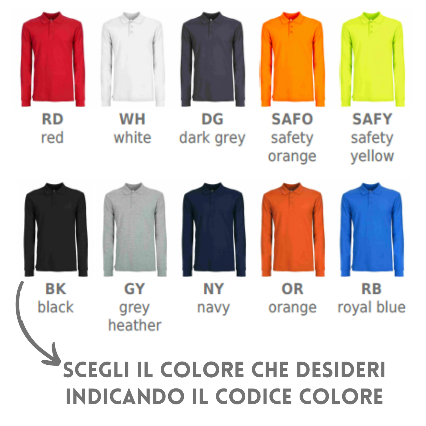 Polo a manica lunga personalizzata | Cod. BS210