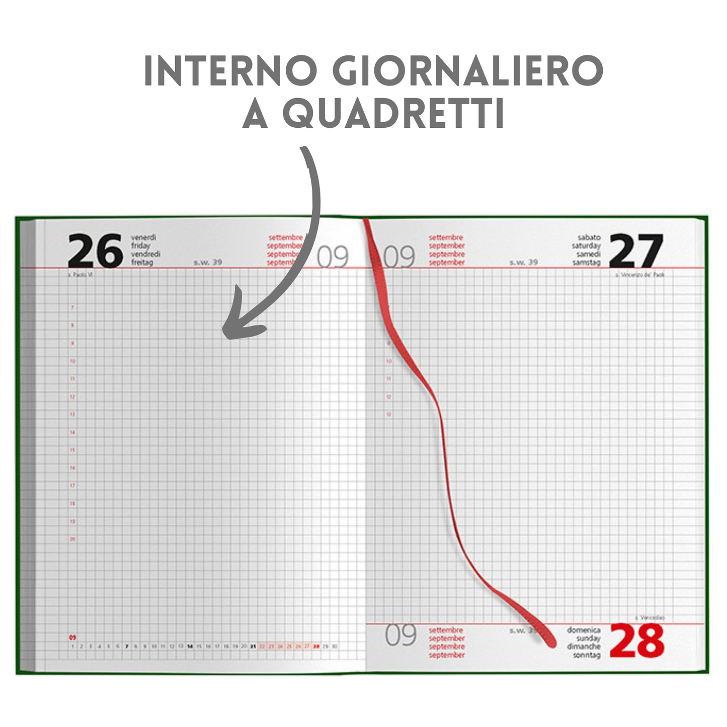 Agende quadrettate personalizzate 2026 Giornaliera 15X21 | Cod. PB535