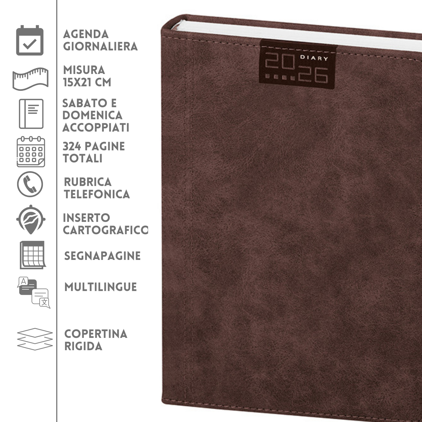 Agende personalizzate 2026 Giornaliera 15X21 | Cod. PB283