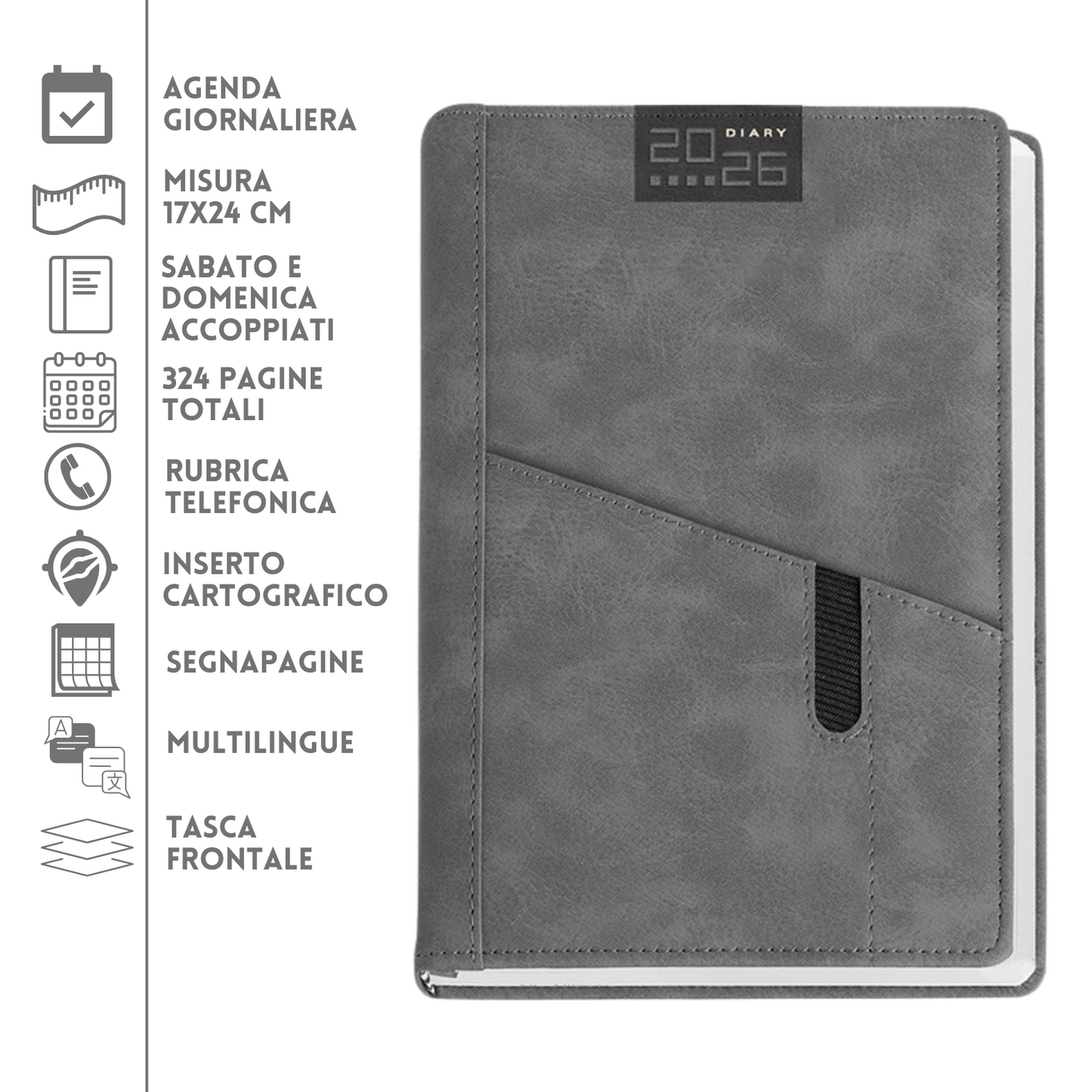 Agende personalizzate 2026 Giornaliera 17X24 | Cod. PB270