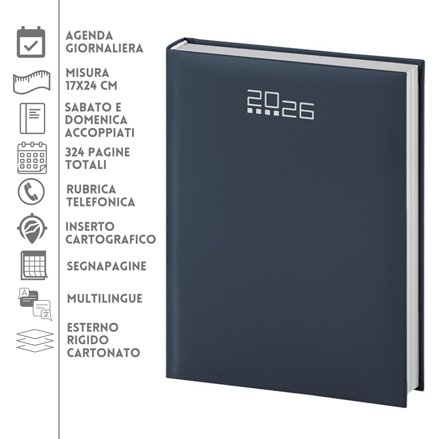 Agende personalizzate 2026 Giornaliera 17x24 | Cod. PB512