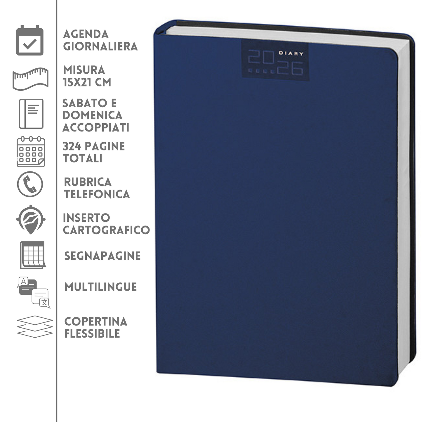 Agende personalizzate 2026 Giornaliera 15X21 | Cod. PB330