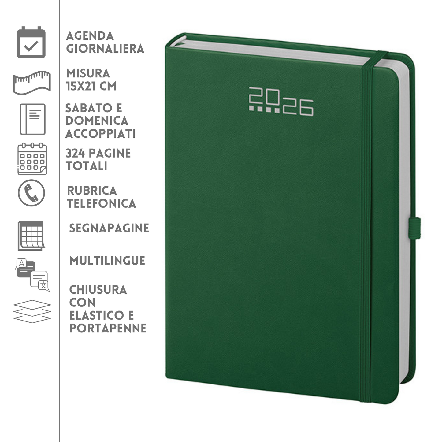 Agende personalizzate 2026 Giornaliera 15X21 | Cod. PB528