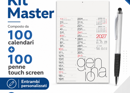 Kit 100 calendari 2027 + 100 penne - Modello master