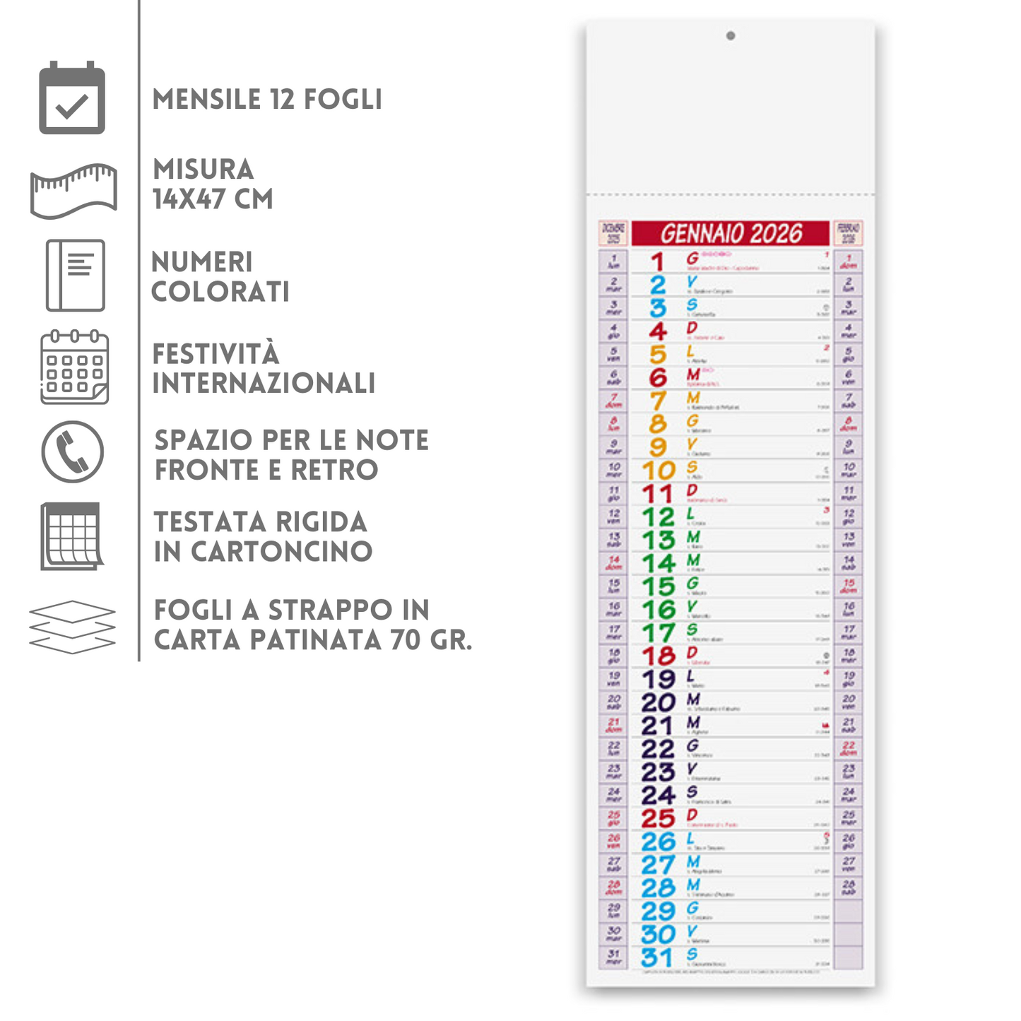 Calendario personalizzato 2026 modello Slim | Cod. PA670