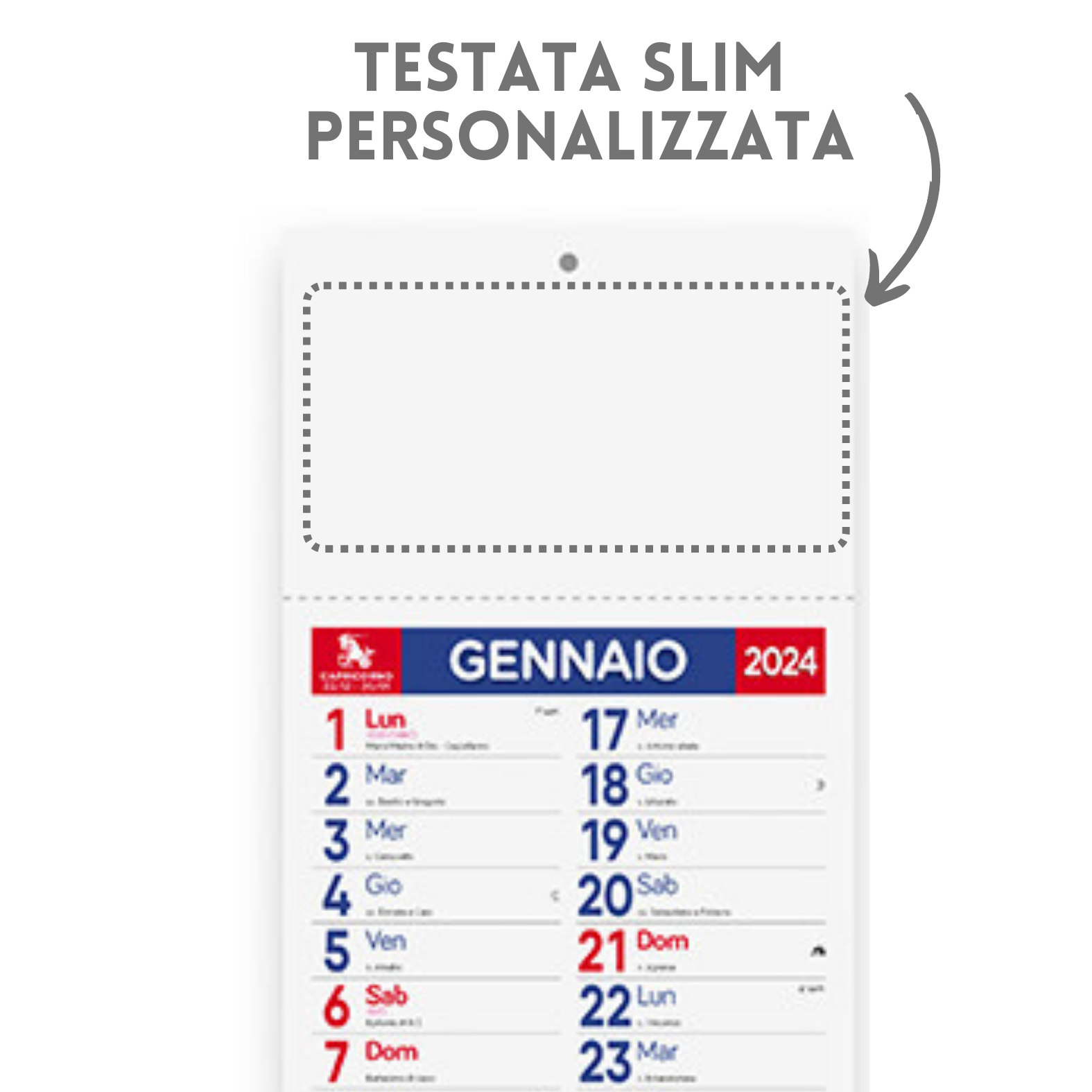 Calendario personalizzato 2024 modello Slim, Cod. PA670