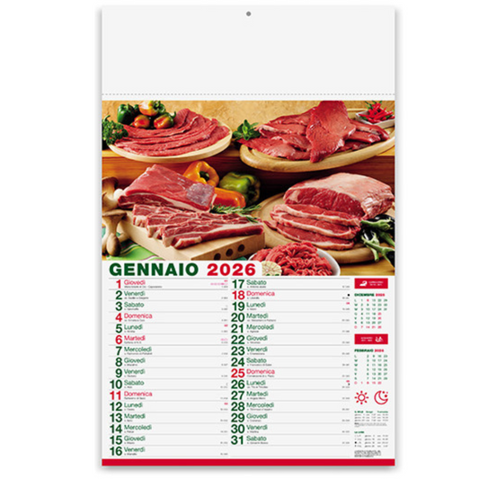 Calendario illustrato 2026 Carni | Cod. PA142