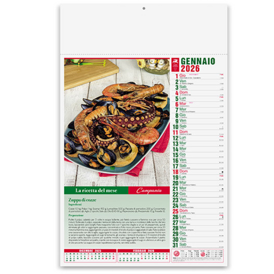 Calendario illustrato 2026 Gastronomia | Cod. PA132
