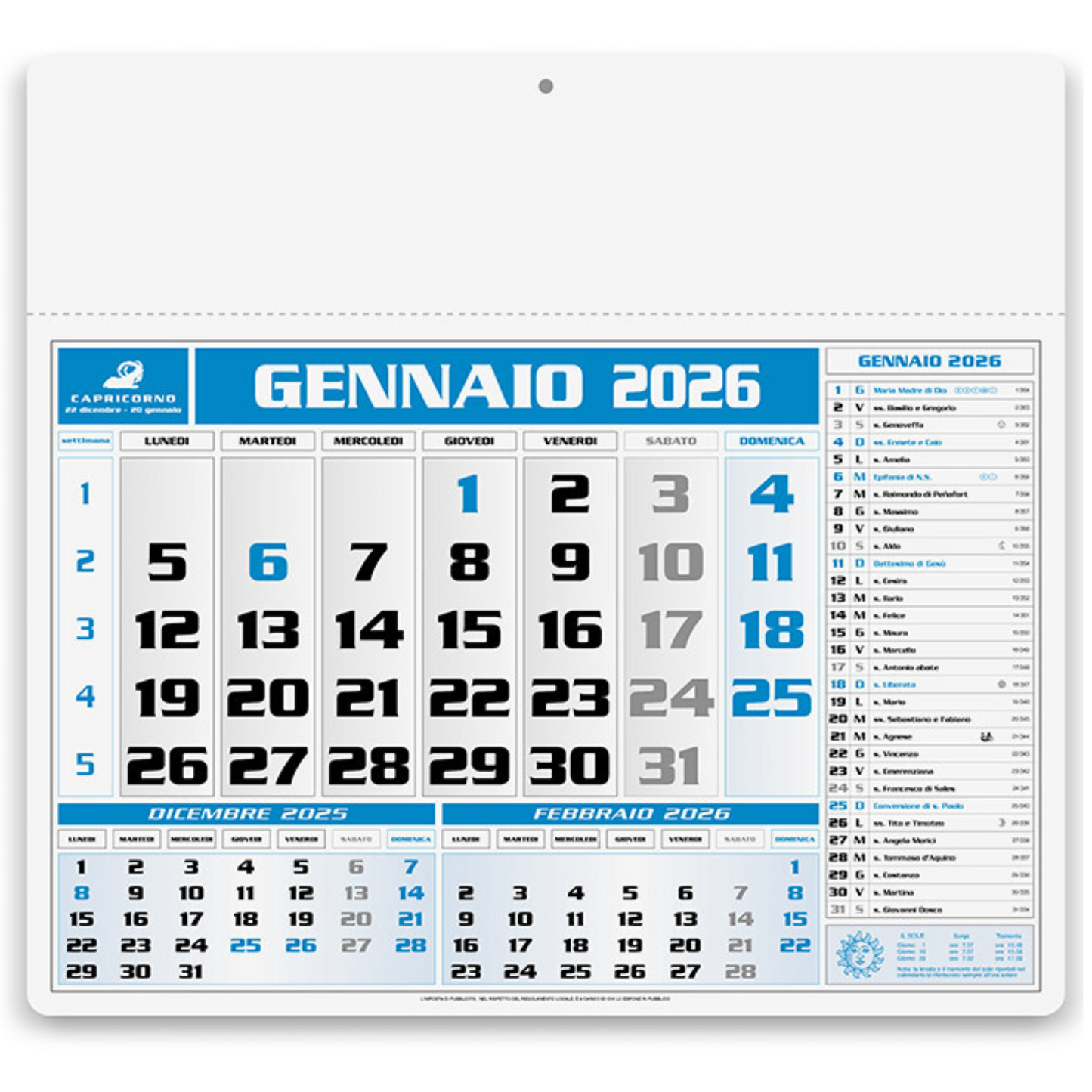 Calendario personalizzato 2026 americano | Cod. PA560