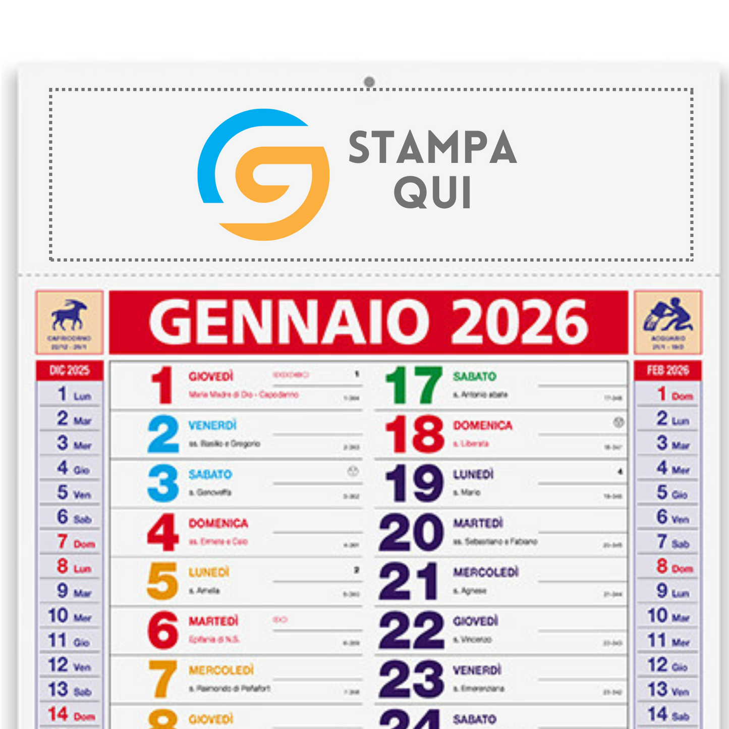 Calendario olandese 2026 personalizzato | Cod. PA600