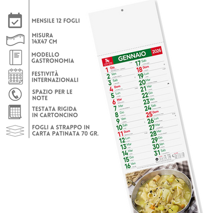 Calendario illustrato 2026 Gastronomia Slim | Cod. PA187
