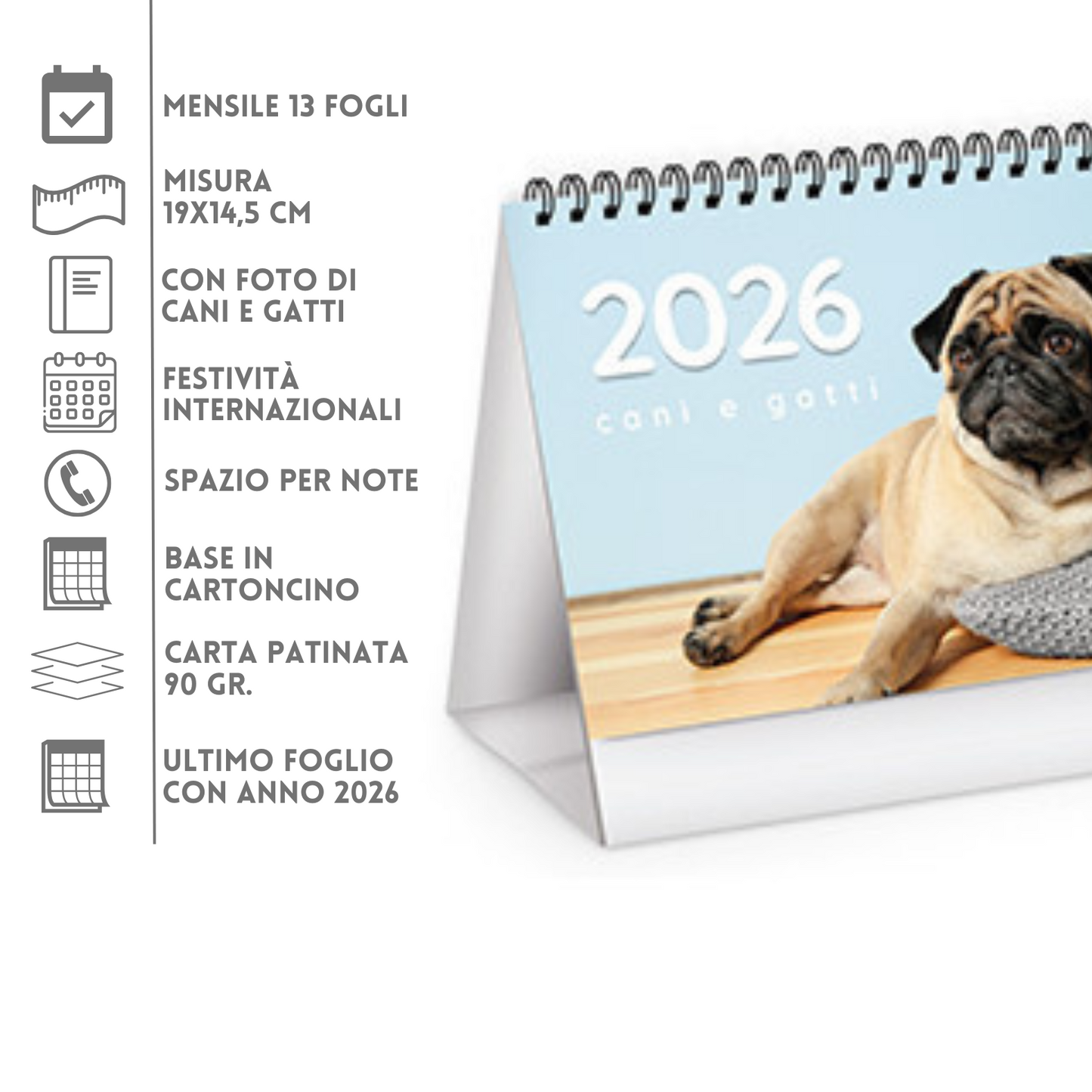 Calendario da banco 2026 Cani e Gatti | Cod. PA403