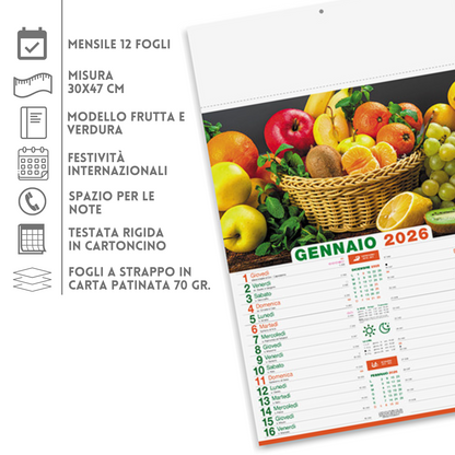 Calendario illustrato 2026 Frutta e Verdura | Cod. PA146