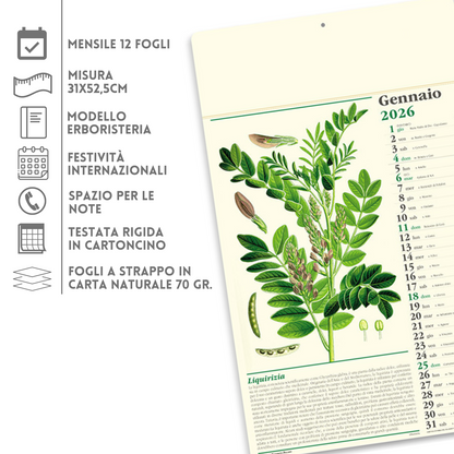 Calendario illustrato 2026 Erboristeria | Cod. PA011