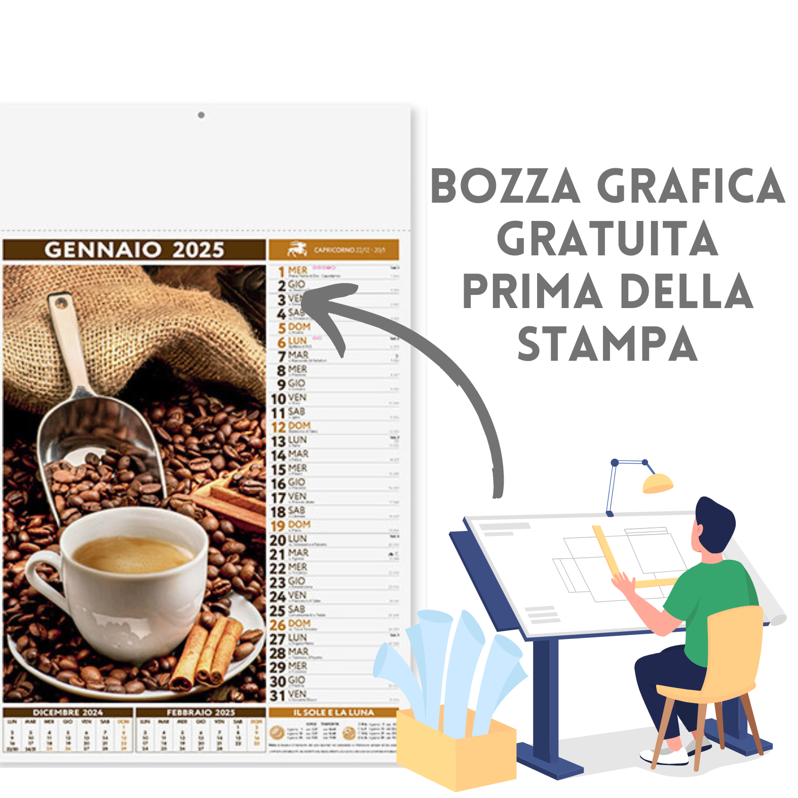 Calendari personalizzati 2025 illustrati PA148