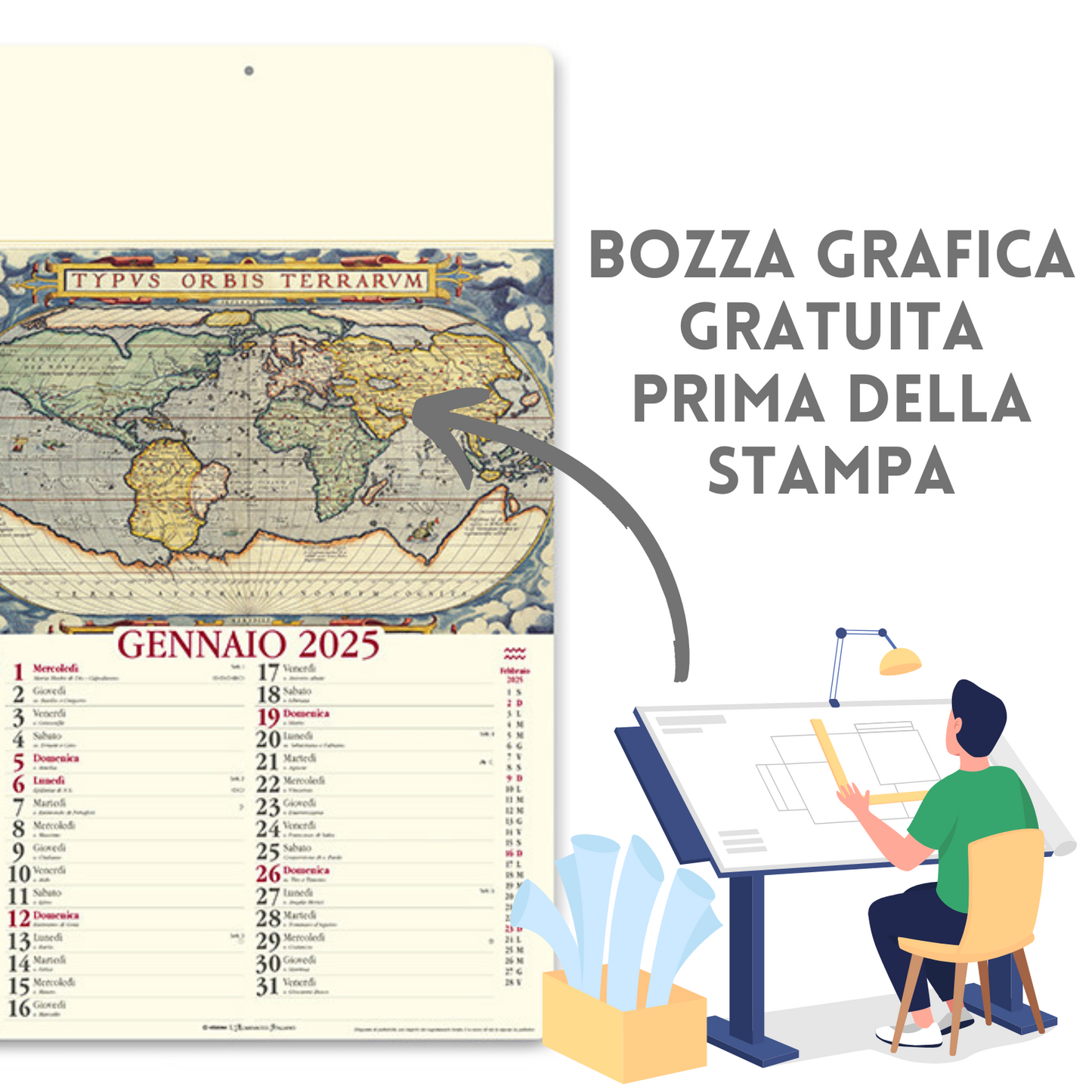 Calendari personalizzati 2025 illustrati PA012