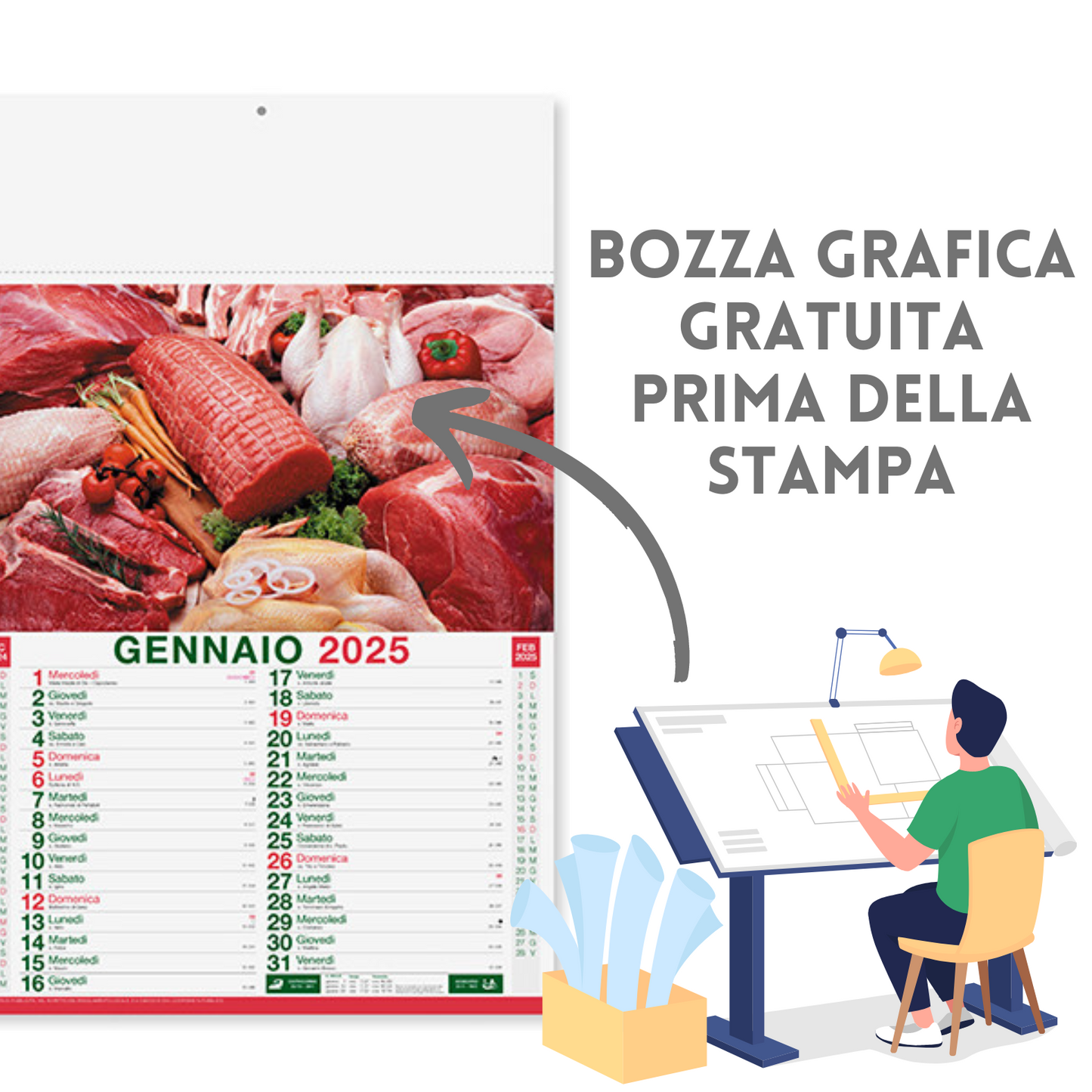 Calendari personalizzati 2025 illustrati PA142