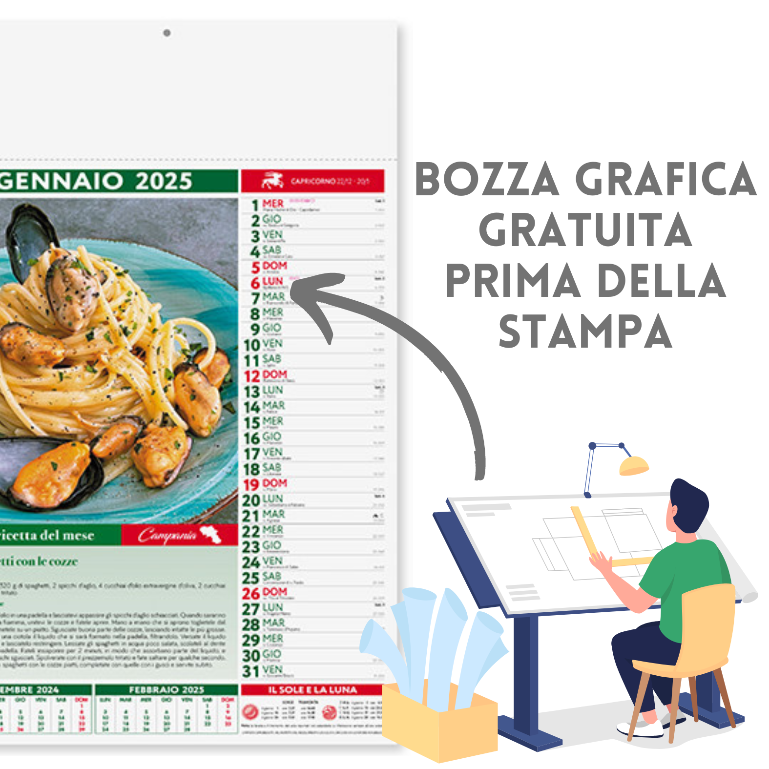 Calendari personalizzati 2025 illustrati PA132