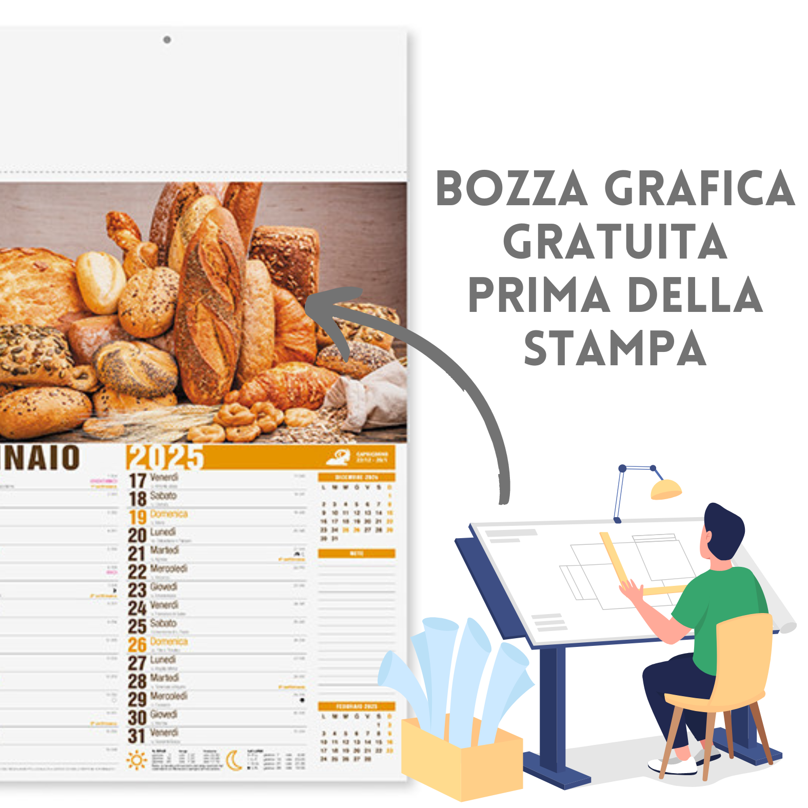 Calendari personalizzati 2025 illustrati PA138