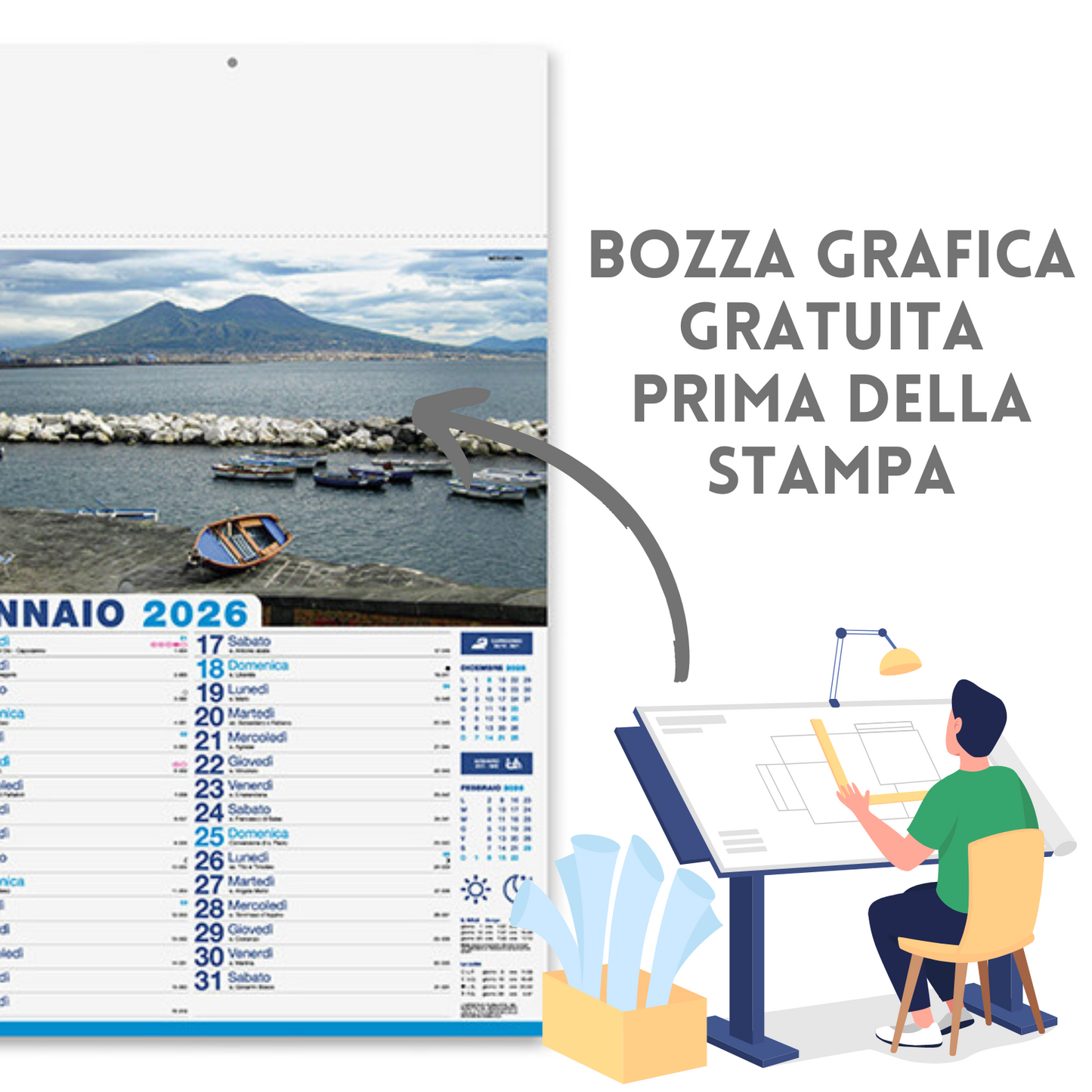 Calendario illustrato 2026 Napoli | Cod. PA118