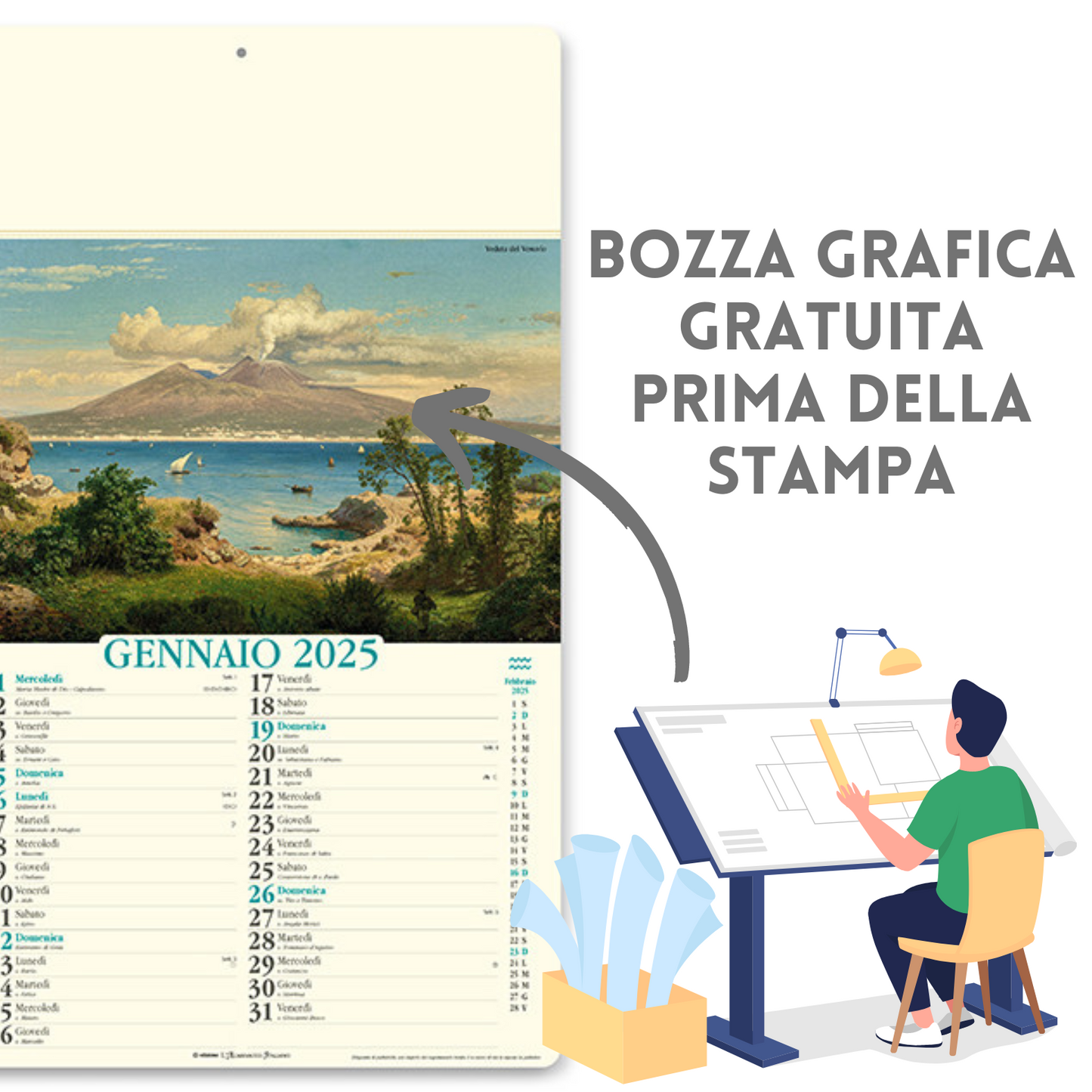 Calendari personalizzati 2025 illustrati PA018