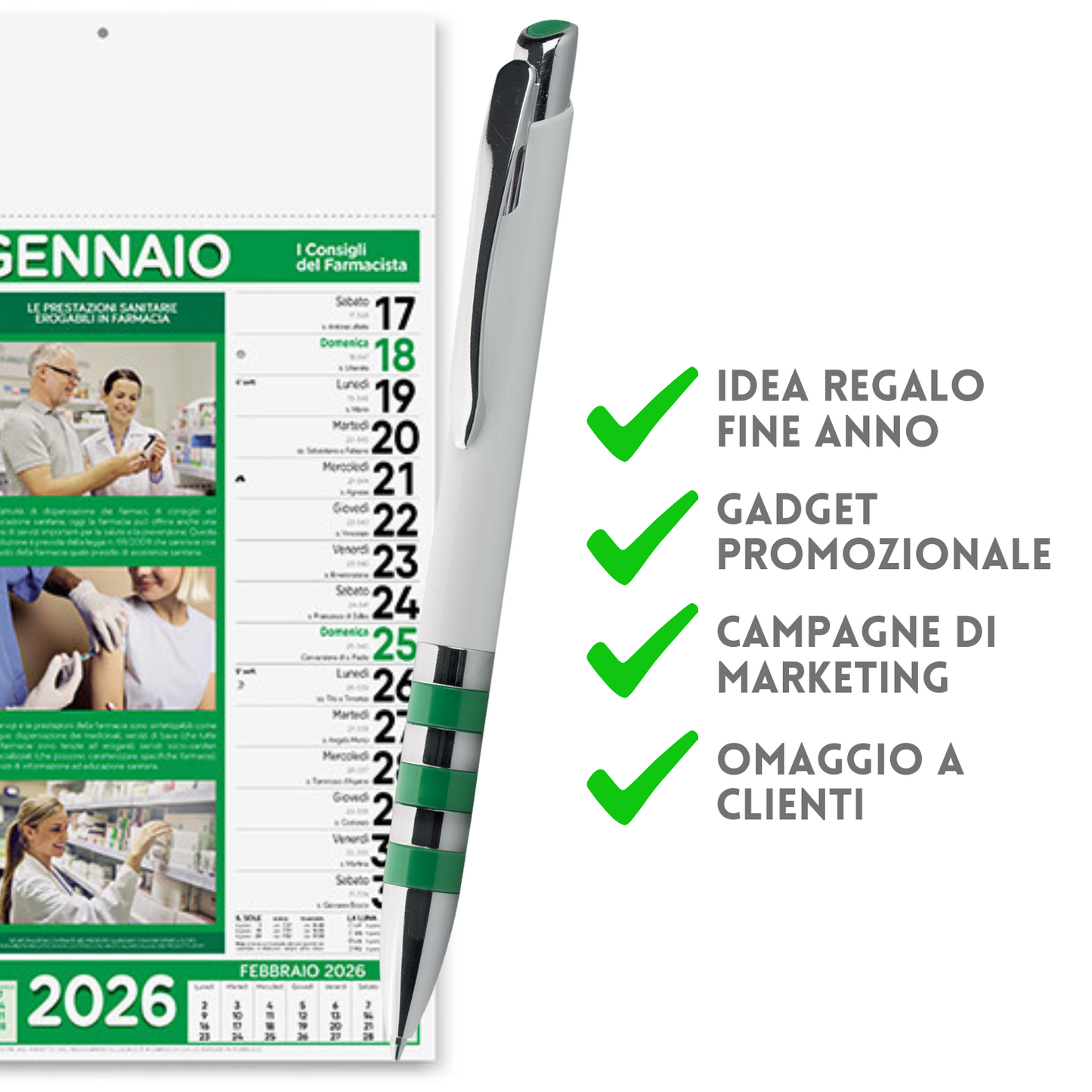 Kit Calendario 2026 + Penna Personalizzati | Cod. Kit Pharma