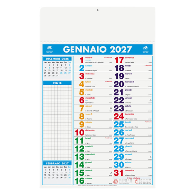 Calendario olandese personalizzato 2027 Multicolor Notes
