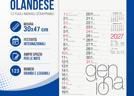 Calendario olandese personalizzato 2027 Moderno