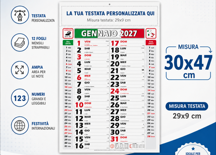 Calendario olandese personalizzato 2027 Italy