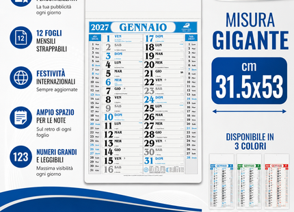 Calendario olandese personalizzato 2027 Gigante
