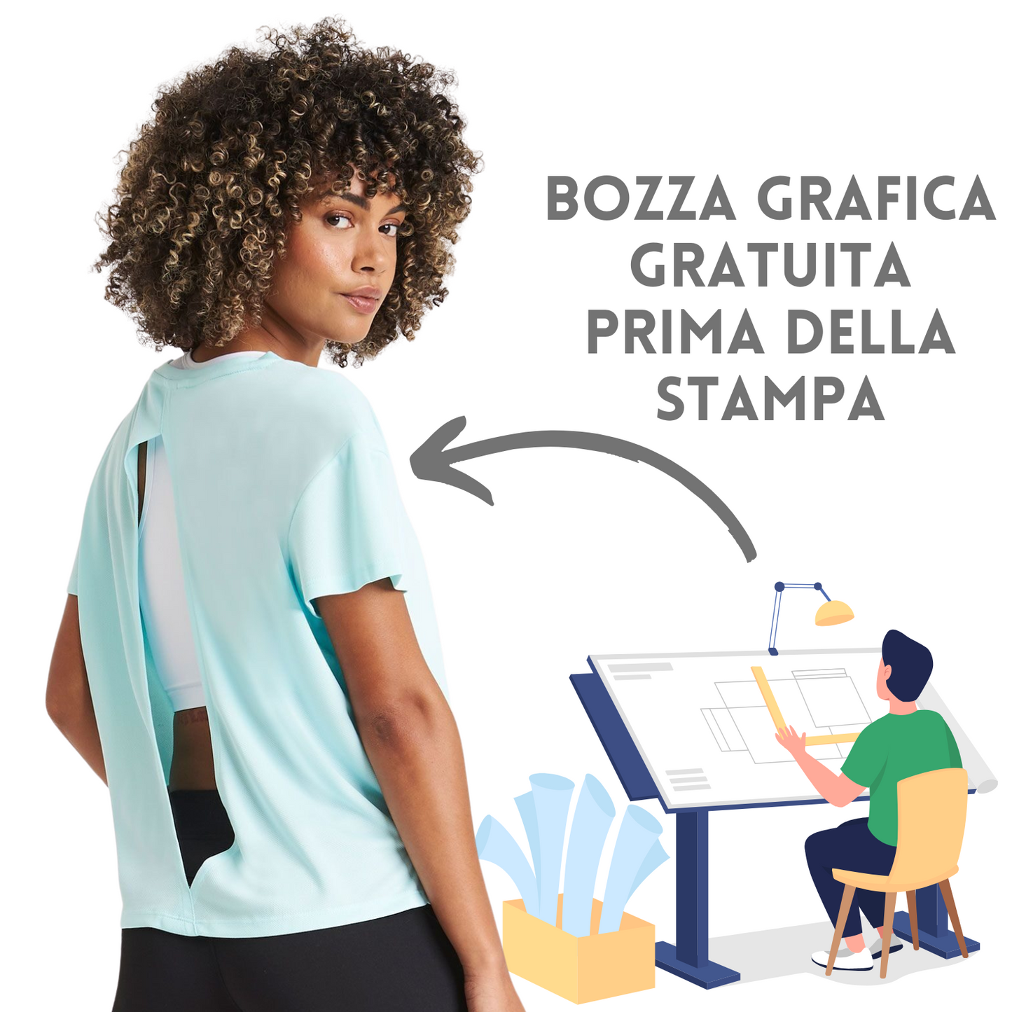 T-shirt sportiva femminile con apertura sulle spalle | Cod. JC013