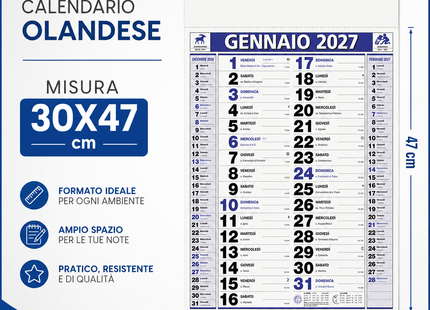Calendario olandese personalizzato 2027 Elegant