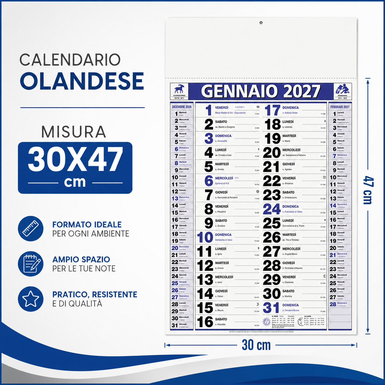 Calendario olandese personalizzato 2027 Elegant