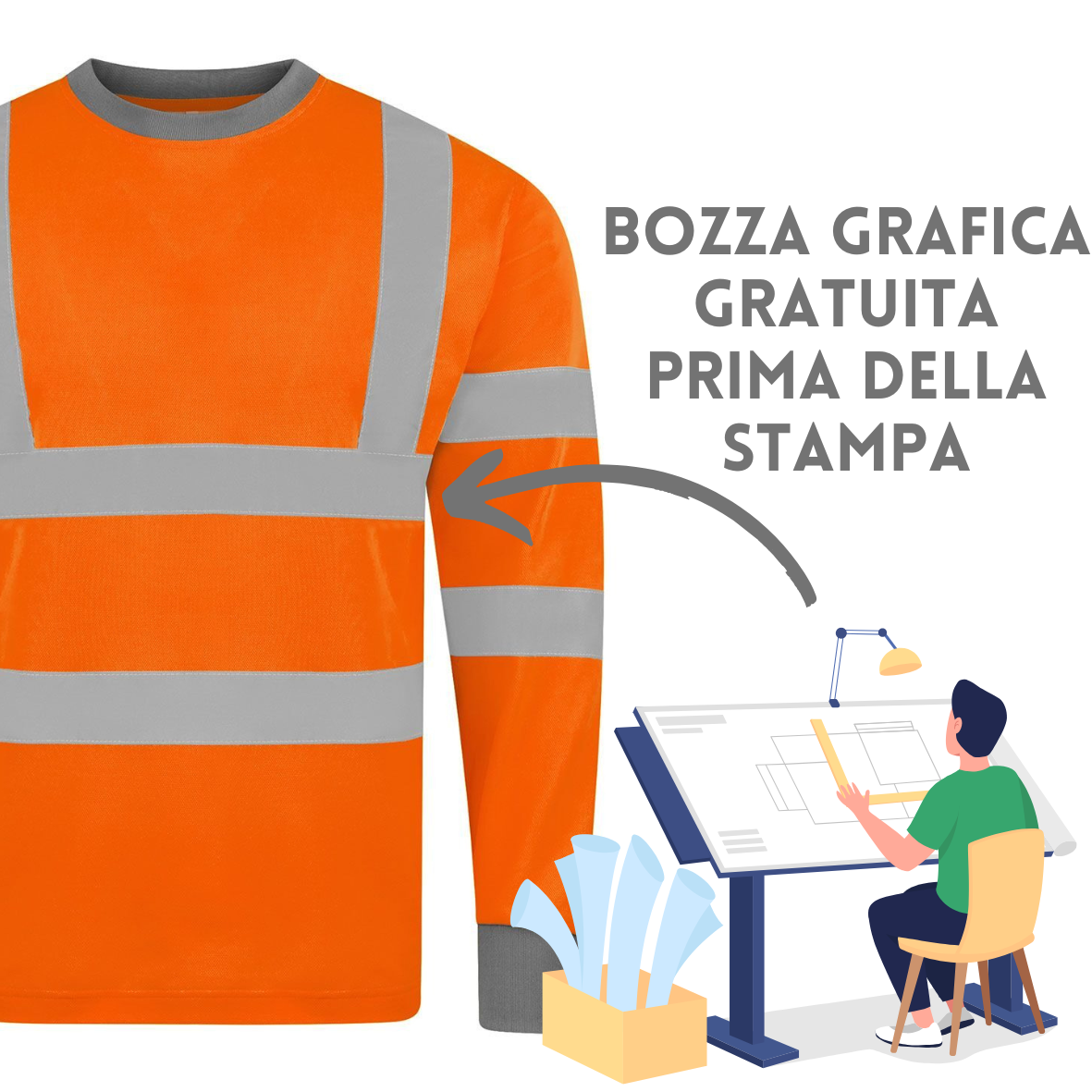 T-shirt maniche lunghe da lavoro alta visibilità | Cod. KXPCLSHIRT