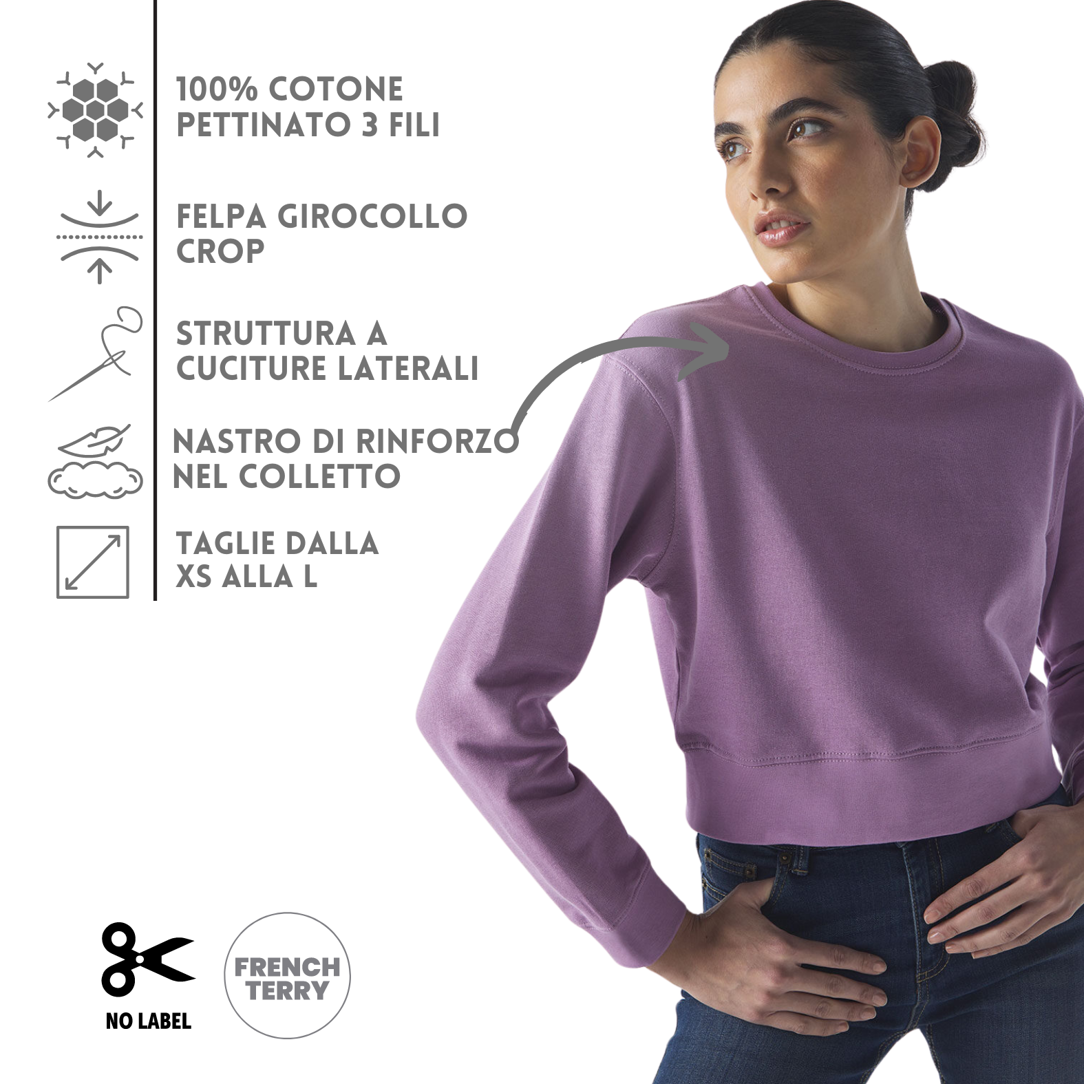 Felpa crop personalizzata da donna RNRW33