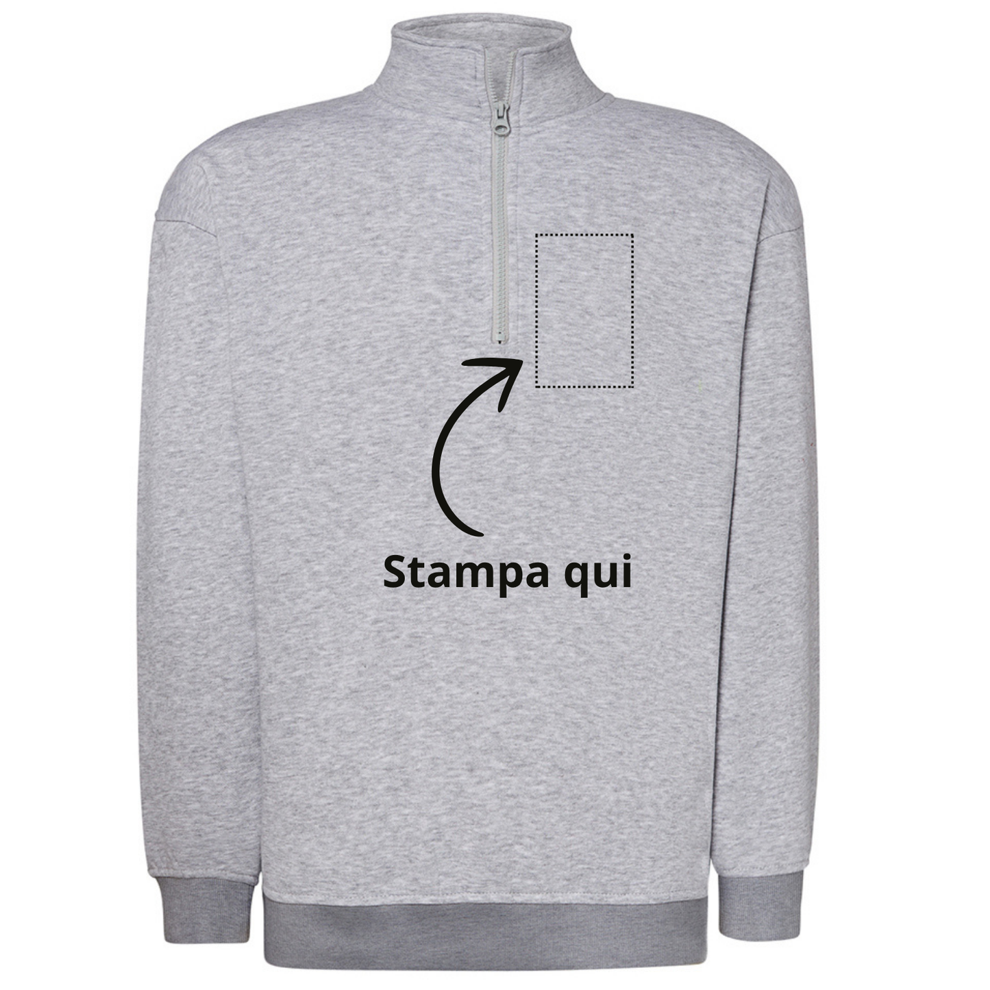 Felpa unisex personalizzata con mezza zip | Cod. SWRAZIP