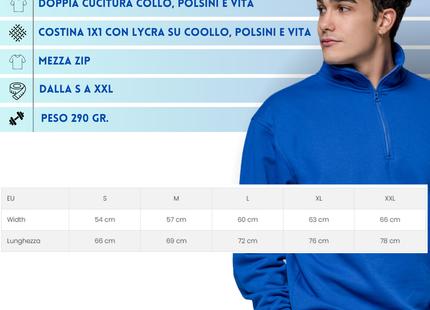 Felpa unisex personalizzata con mezza zip | Cod. SWRAZIP