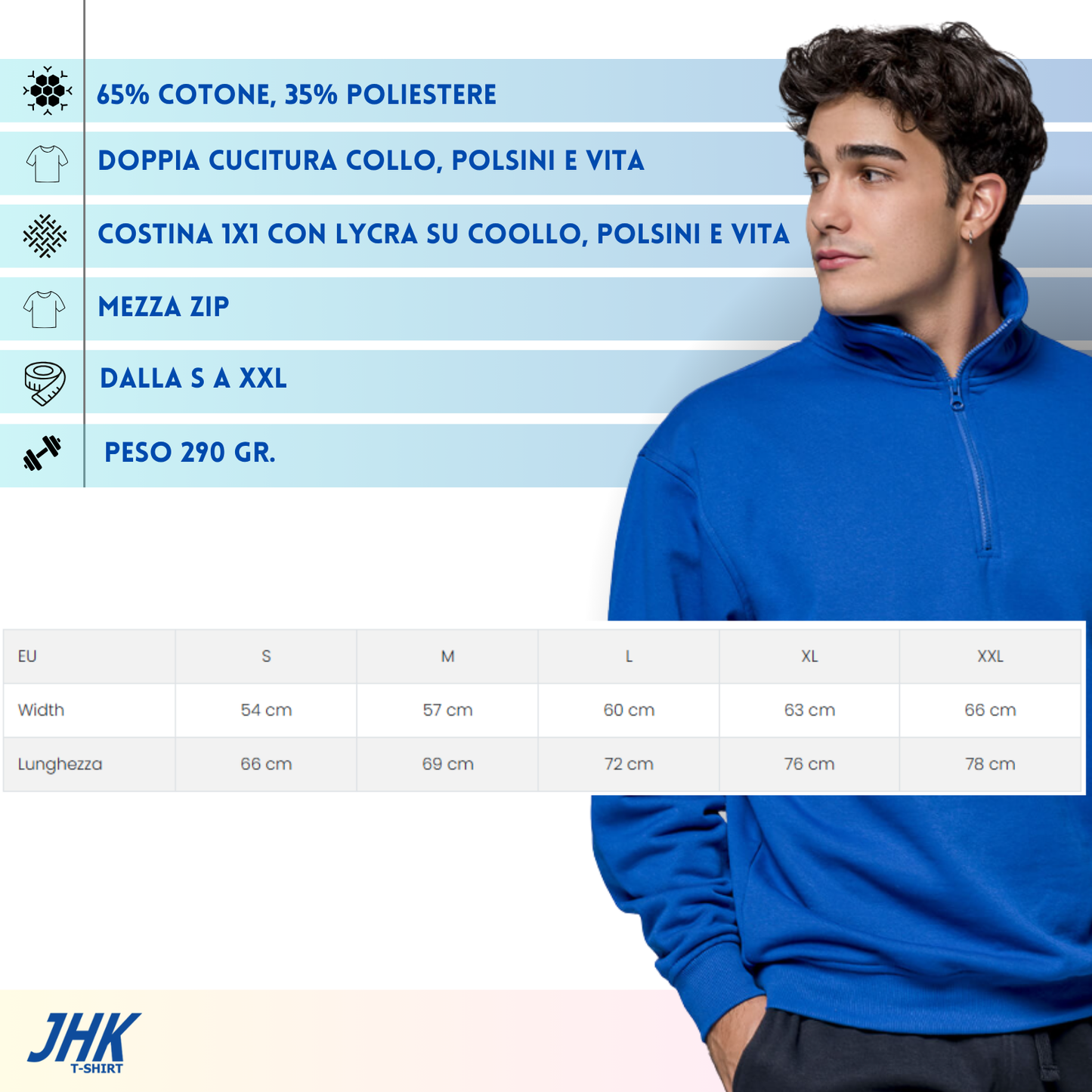 Felpa unisex personalizzata con mezza zip | Cod. SWRAZIP