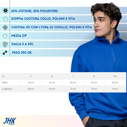 Felpa unisex personalizzata con mezza zip | Cod. SWRAZIP