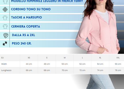 Felpa Donna personalizzata con cappuccio | Cod. SWULHOOD240