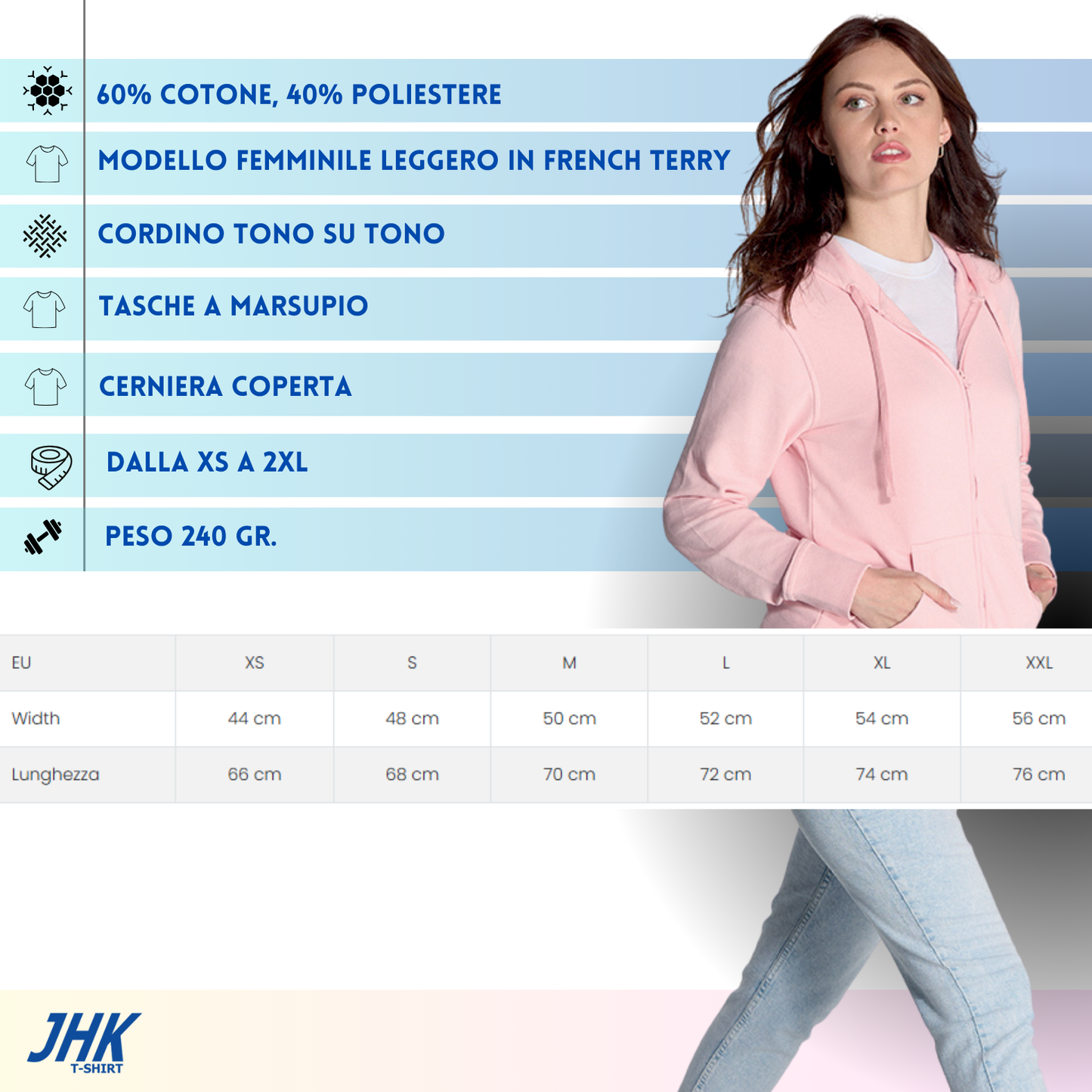 Felpa Donna personalizzata con cappuccio | Cod. SWULHOOD240